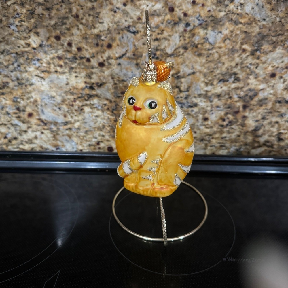 Department 56 Vintage Lucky Cat Mercury Glass Christmas Ornament